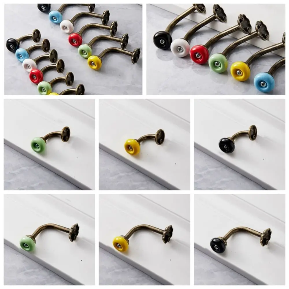 Zinc Alloy Ceramic Coat Hook Double Hole Easy To Install Retro Wall Hook Multiple Colors Punching Bathroom Coat Hanger Bathroom