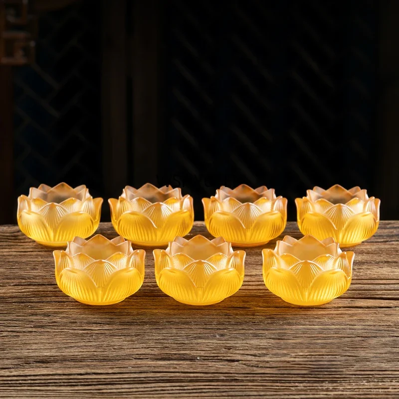 Household Glass Worship Ornaments Incense Burners Water Cups Fruit Plates Vases Buddhist Supplies Prayer Tools
