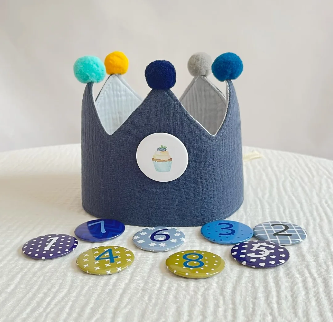 Baby Birthday Party Hat Mini Colorful Crown Headband Hat With Numbers Newborn Party Photography Props Birthday Party Decor Gifts