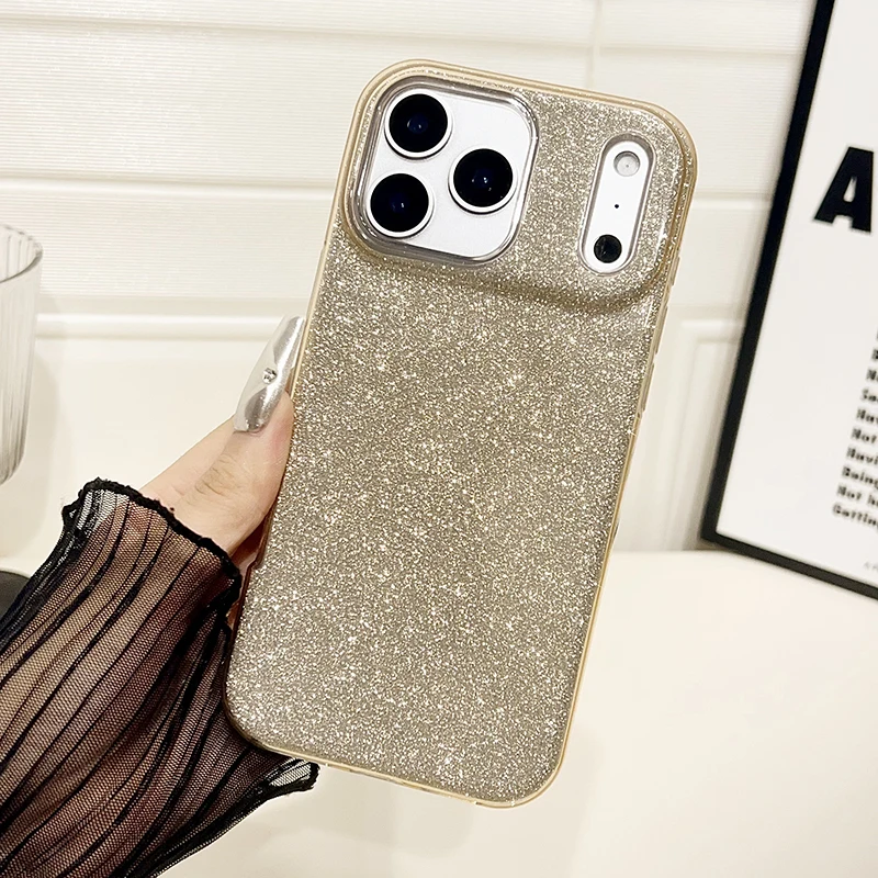 Coque de téléphone à paillettes scintillantes, étui populaire pour iPhone 17 Pro Max 16e 15 14 Plus 13 12 11 Air, coque arrière brillante antichoc