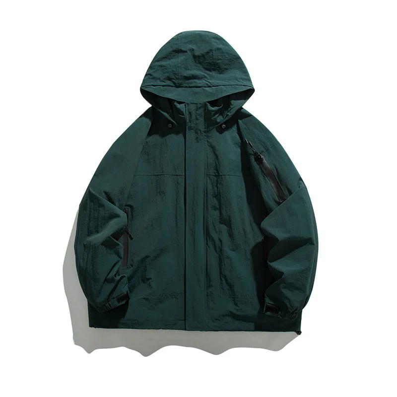 Pop Korean Version Fashion Men’s Solid Color Long Sleeve Hooded Casual Trendy Simple Basic Quilted Jackets Male Clothes Coats To