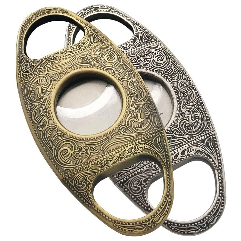 

Лидер продаж, металлический нож для сигар, открывалка из нержавеющей стали с двойным лезвием, большой кольцевой калибр 58, черные портативные ножницы для сигар CT-001