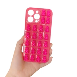 New Color Gummy Case Coloured 3D Cute Little Bear Resin Gummies Case For iPhone 16 15 14 13 12 11 Pro Max XS XR 7 8Plus SE