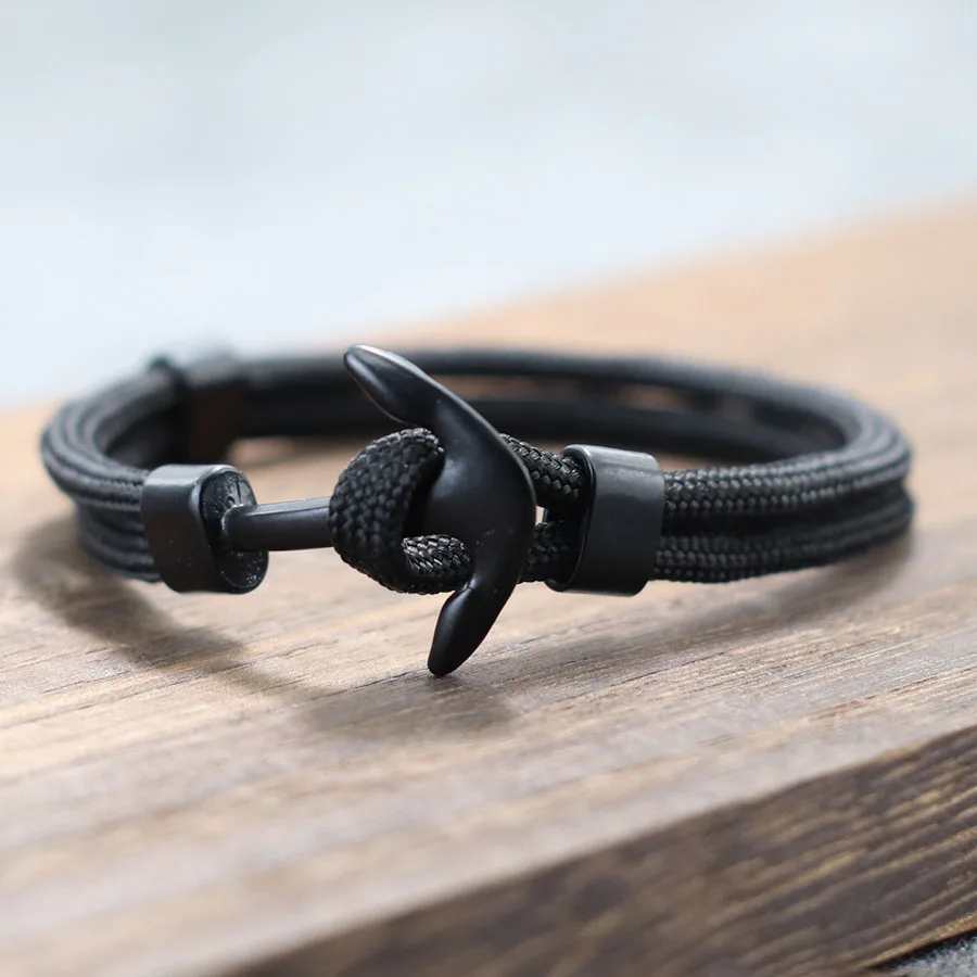 Einfache Piraten Anker Armband Männer handgemachte 4mm Paracord Bistratal Seil viel Glück Armband Outdoor-Radfahren überleben Erkek Bileklik