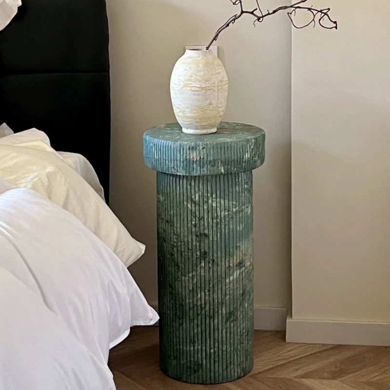 

Green imitation marble End Table Roman Column Coffee Tables for Living Room Mid-Century Artistic Side Desk Modern Home Furniture