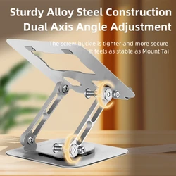 iPad Stand 360 Rotating, Adjustable Tablet Stand for Desk, Portable Monitor Tablet Stand Holder Office Accessories