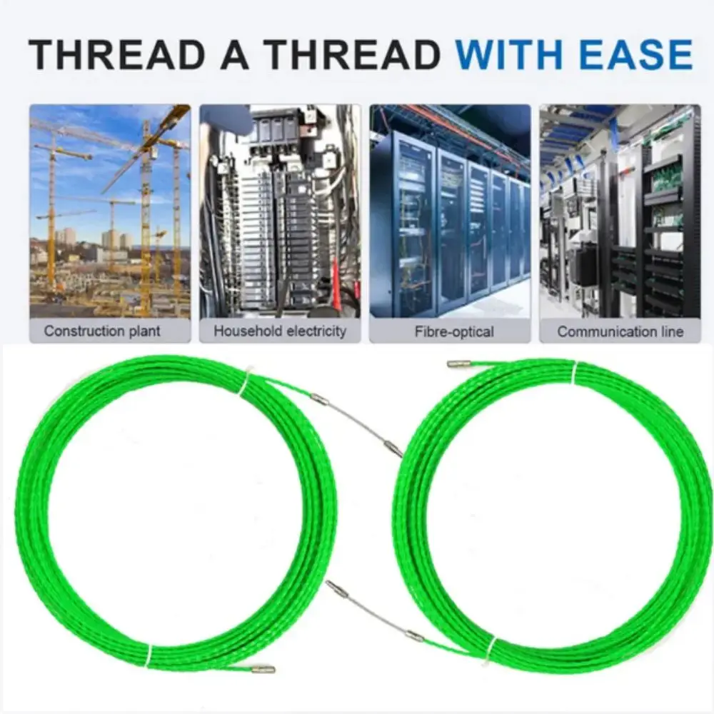 4MM Diameter Cable Guide Tape Puller 5-50 Meter POM Material Cable Push Puller Glass Fiber Green Color Electrical Cable Puller
