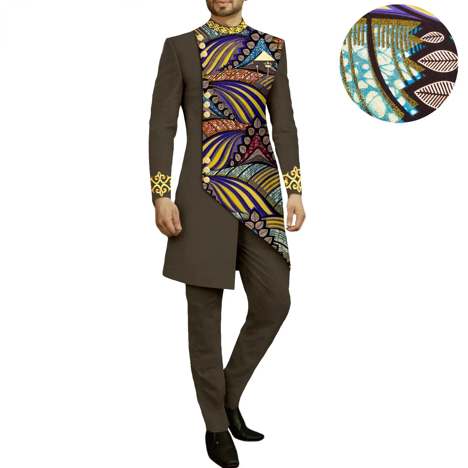 Fashion New 2024 African Family Slim-fit Two-piece Set (top + Pants) Men's Summer Sportswear Handsome Guy  Mens Clothes