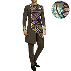 Fashion New 2024 African Family Slim-fit Two-piece Set (top + Pants) Men's Summer Sportswear Handsome Guy  Mens Clothes