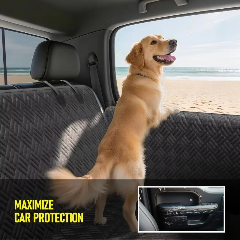 Rear Seat Non-Stick Pet Mat, Load-Bearing & Door Protection Dog Seat Cover for Outdoor Travel view 3