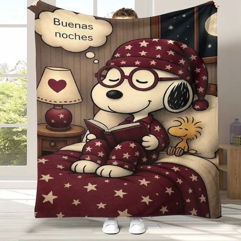 Kawaii S-Snoopys Dog Cartoon Soft Flannel Throw Blanket,Cozy Warm Blanket for Bed,Sofa,Living Room,Picnic,Home Decor,Gift Kids