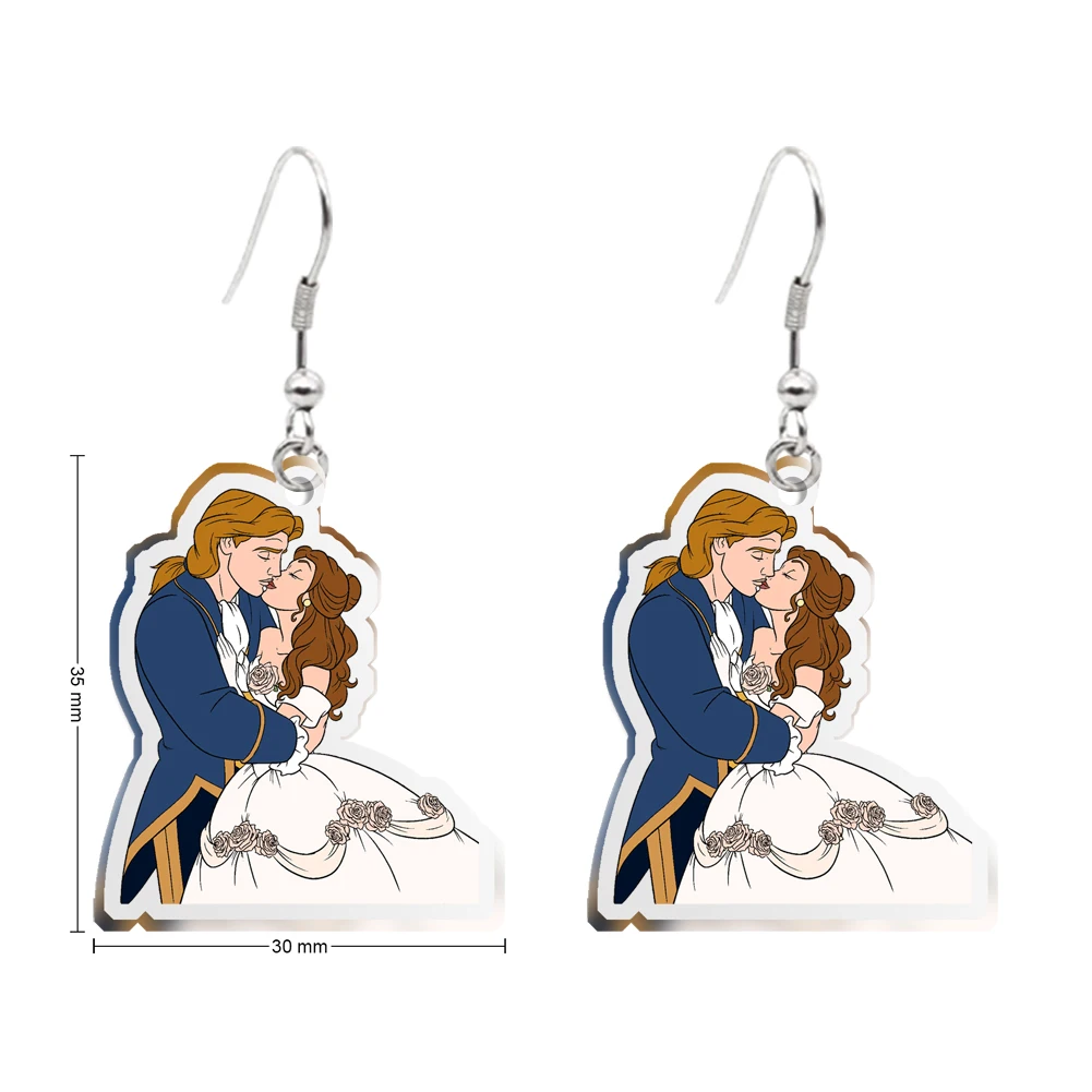 Disney Beauty and the Beast Pendant Earrings Design Drop Earrings Transparent Acrylic Women Girl Gifts Jewelry Accessories