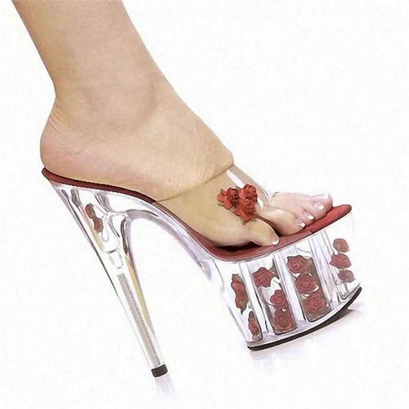 

17-см модные супер высокие босоножки с рыбьим ротом, новые розовые босоножки на высоком каблуке для специальной сцены