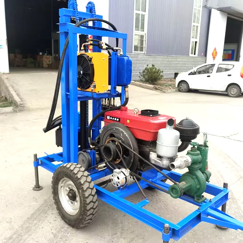 منصات حفر آبار المياه الدوارة الصغيرة ذات 22 حصانًا و25 حصانًا و35 حصانًا، ومنصات حفر الآبار الصغيرة بطول 150 مترًا.