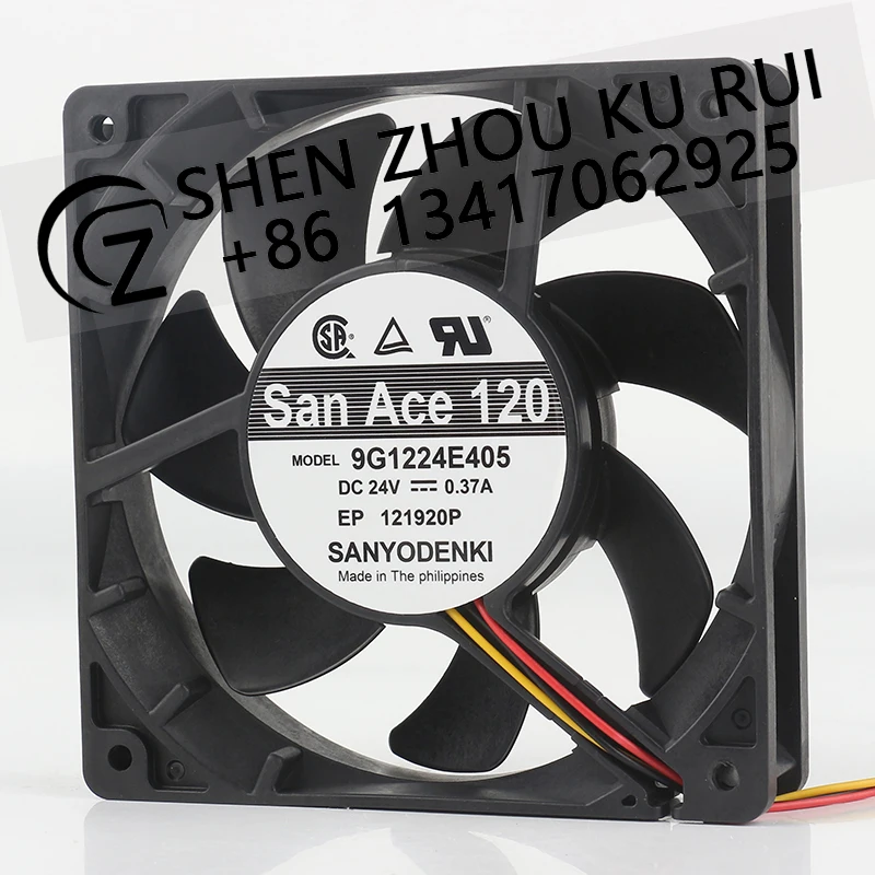 Sanyo 24V 0.37A 12025 12CM Large air volume inverter High speed Dual ball 9G1224E405 cooling fan