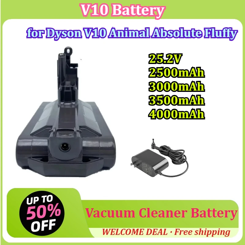 [V10 Battery] for Dyson V10 Animal Absolute Fluffy 25.2V 2500mAh-4000mAh Cordless Vacuum Cleaner Battery Lithium Battery