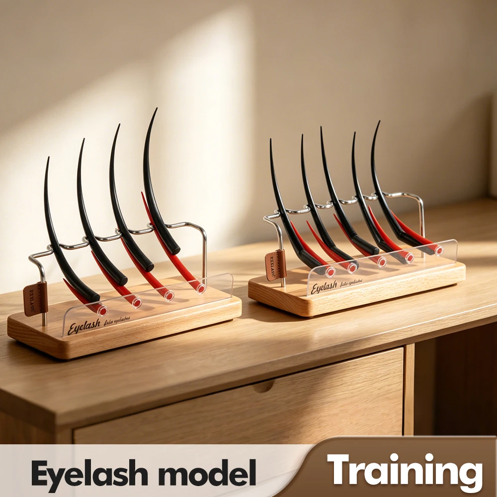 Professional Eyelash Extension Training Kit Lash Tech Practice Model Wooden Base Stainless Steel Stabilizer Beauty School Tools
