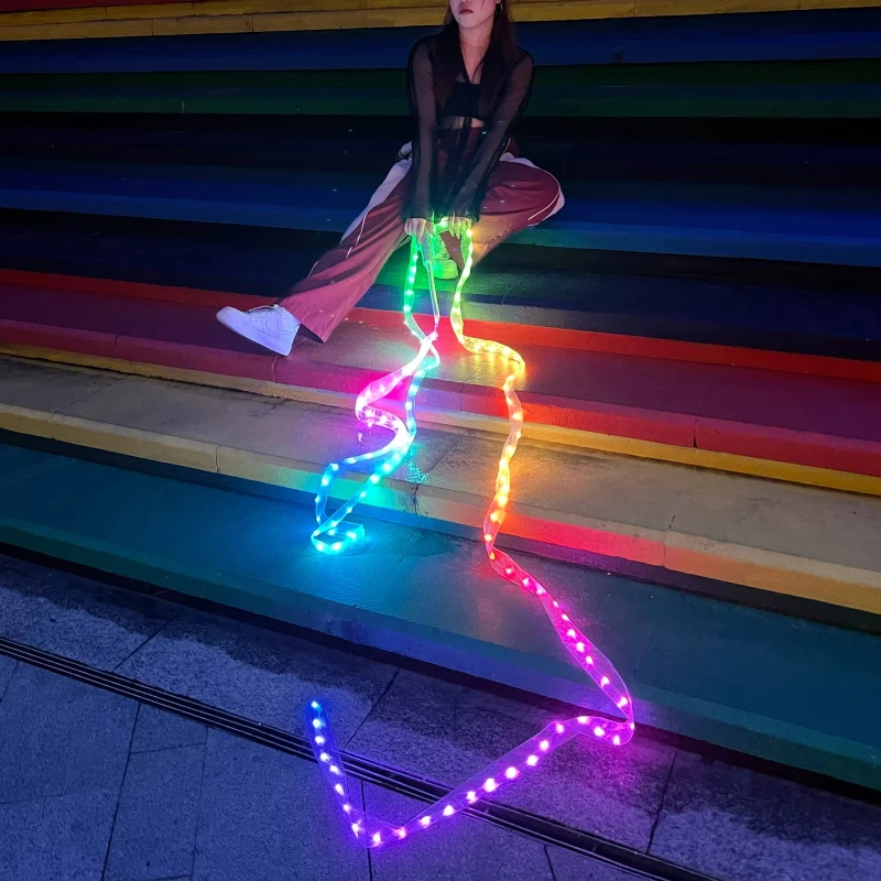 Led الانارة اللون الصالة الرياضية أشرطة APP توهج عن بعد الدعائم LED الجمباز الإيقاعي الرقص الشرقي الرقص الشرقي قابلة للشحن المرحلة الدعامة