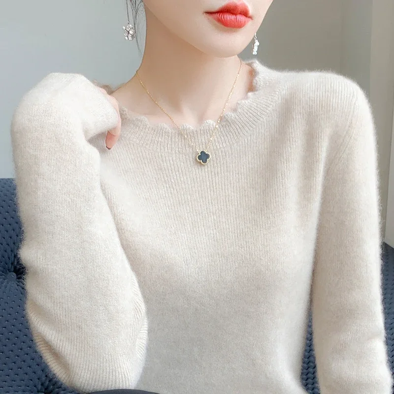 2025 สบายๆเสื้อกันหนาวฤดูใบไม้ร่วงฤดูหนาวถักPulloversผู้หญิงO-คอSlimอเนกประสงค์เสื้อกันหนาวเสื้อแขนยาว