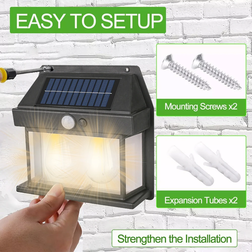 

Outdoor Solar Tungsten Wall Light with Motion Sensor IP65 Waterproof LED Safety Light for Patio Outdoor Deck Porch Barn Garage