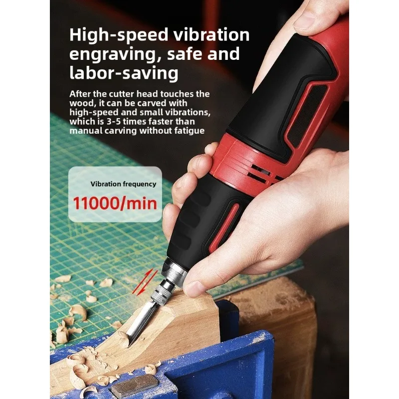 Handheld Electric Chisel Woodworking Carving Knife 5 Types of Blade with Cooling Protection Design and Electrical Device