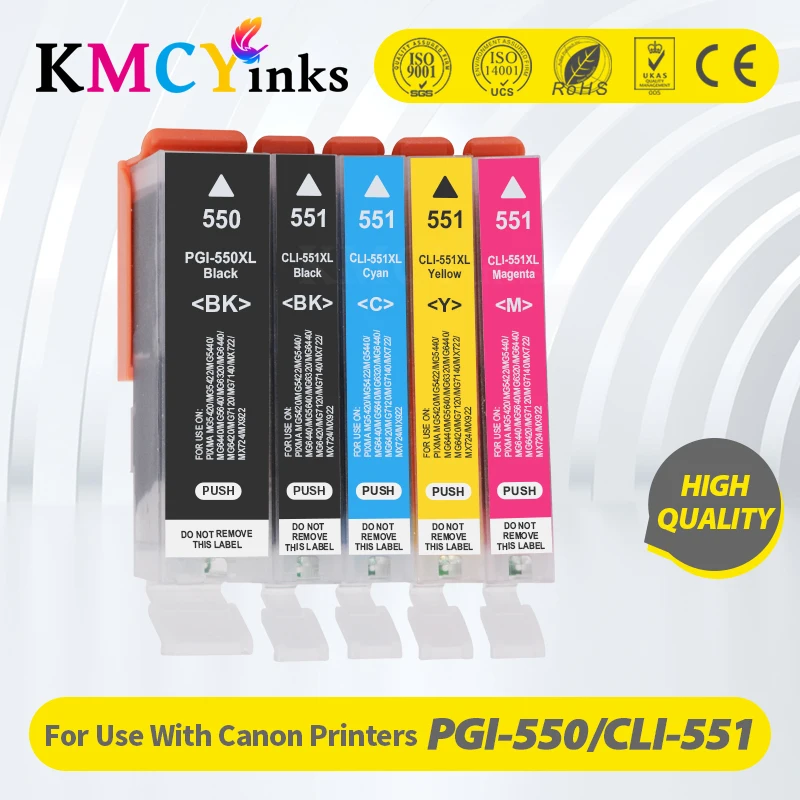 kmcyinks para cartuchos de tinta canon pgi550bk cli 551bk cli 551c cli 551m cli 551y pixma ip8750 mg6350 mg7150 mg7550 impressora 01