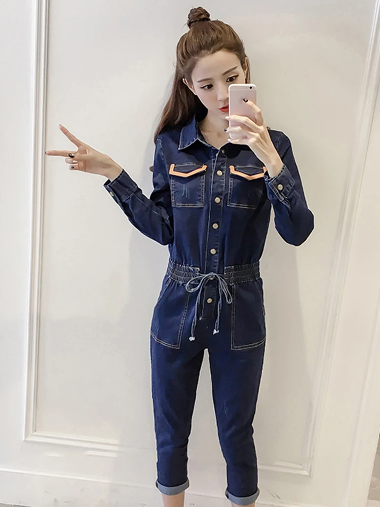 

Джинсовый костюм с высокой талией, женские модные весенне-осенние утягивающие брюки из смеси хлопка Sli (3)