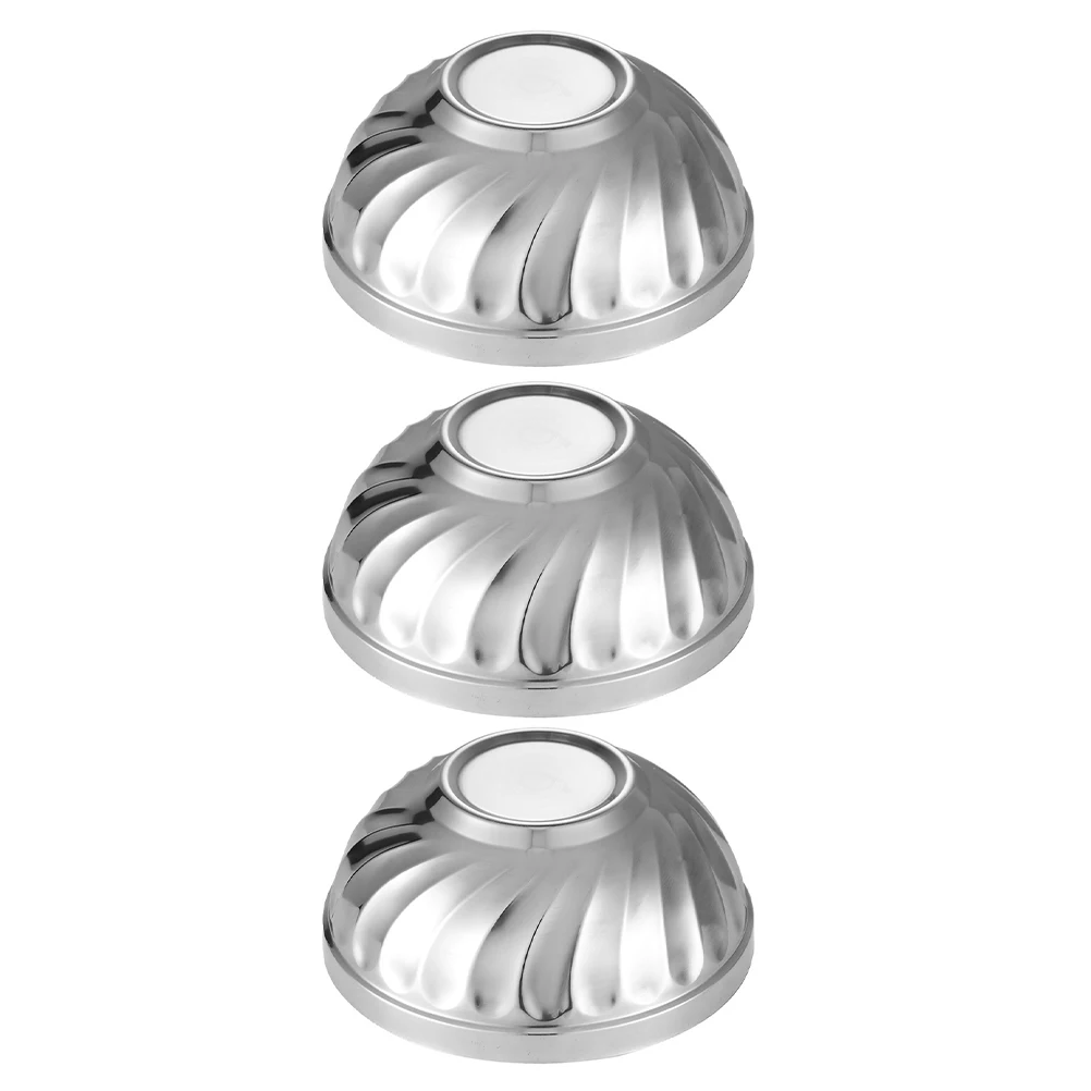 

3 Pcs Insulation Bowls Stainless Steel Anti Slip Large Kitchen Food Serving Bowl Home Tableware Rice Soup Salad