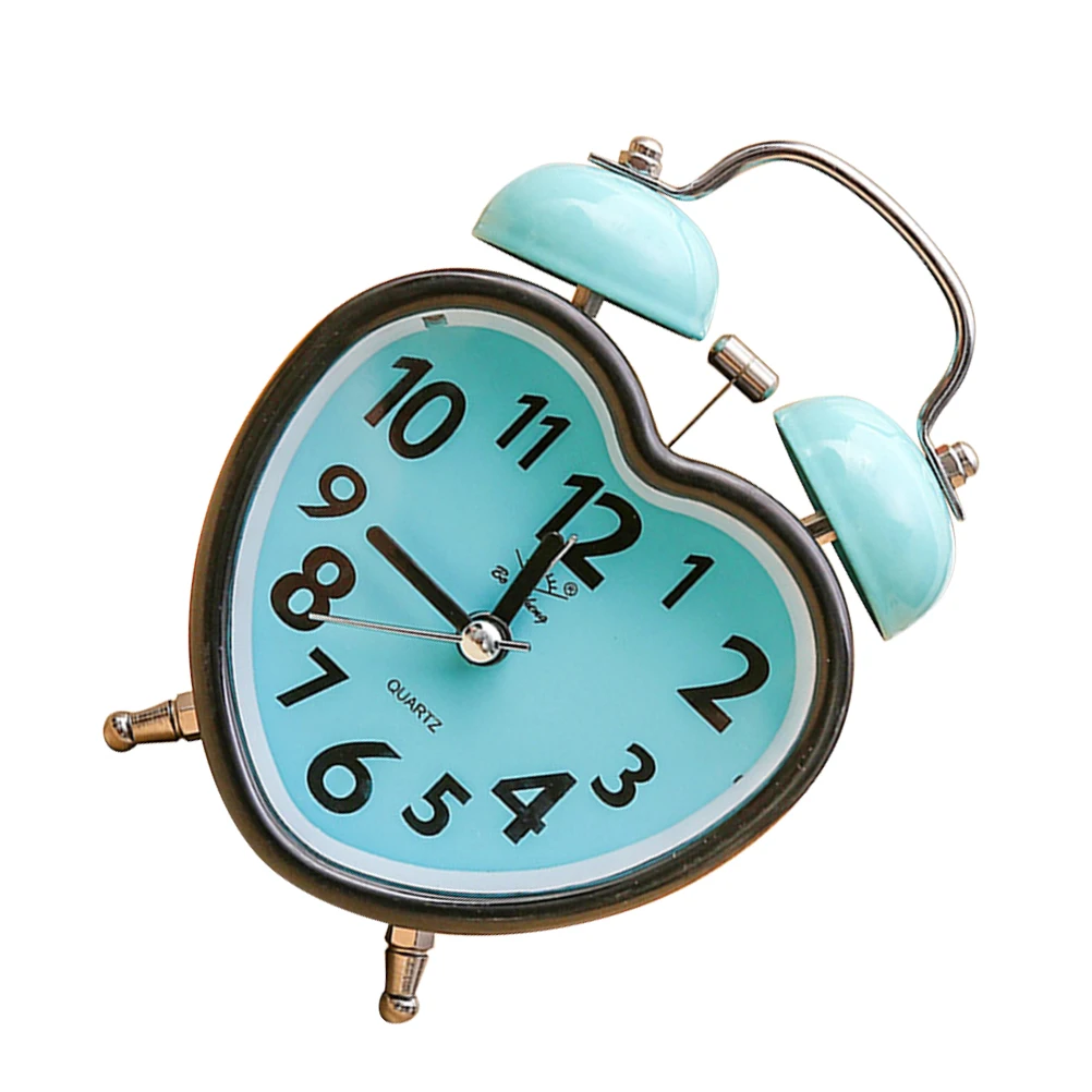 

Heart Shape Metal Alarm Clock Desktop Ring Bell Clock Premium Materials Attractive Decoration Clear Sound