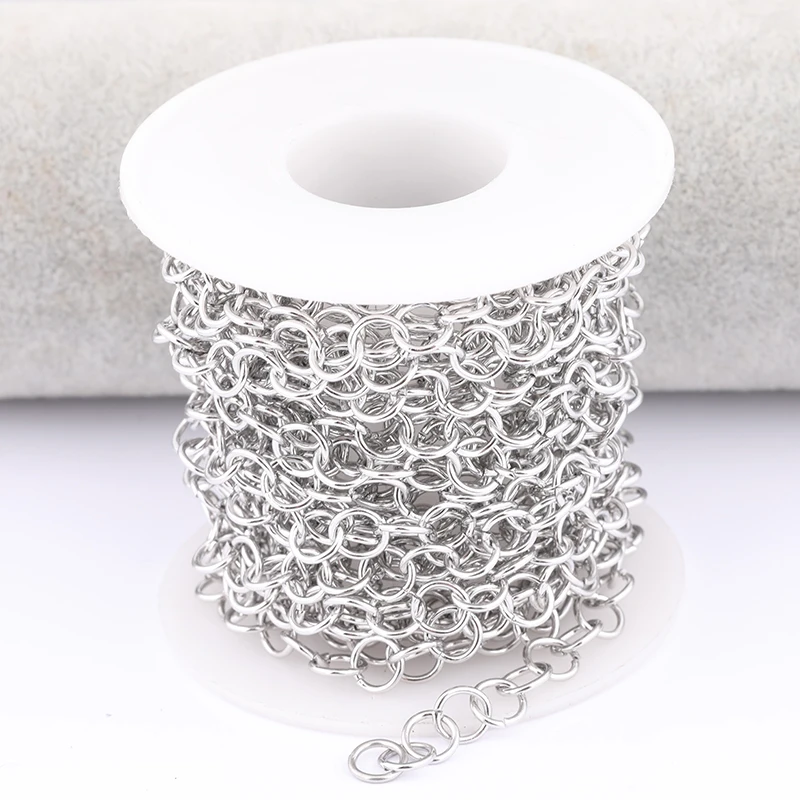5meters/Roll Stainless Steel Necklace Extended Tail Chains Diy Bracelet Extension Chain For Jewelry Making Supplies 7x1mm