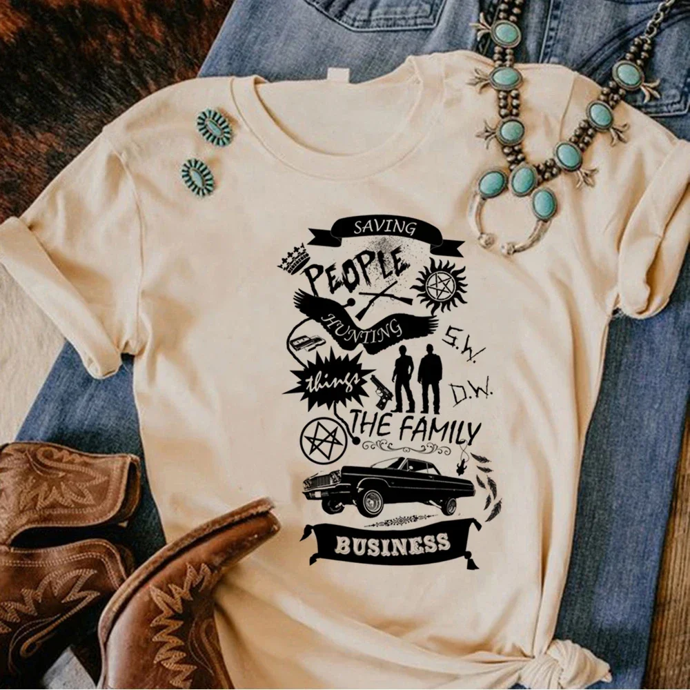 Supernatural T Shirt Women Comic Japanese Top Female Harajuku Clothes Aesthetic Clothes