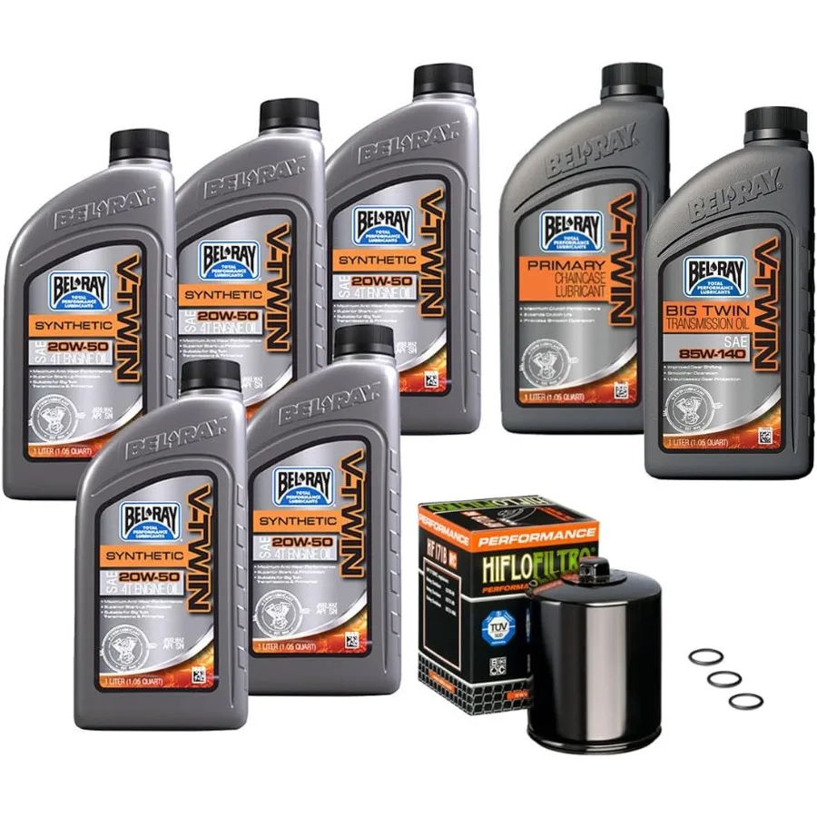 مجموعة نقل المحرك الاصطناعي وتغيير الزيت الأساسي للدراجات النارية Harley Davidson 2017-Up M8 مع فلتر زيت أسود