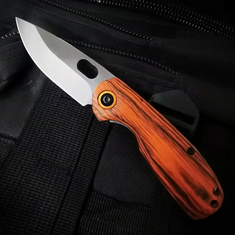 Outdoor Survival Folding Knife for Man High Hardness Portable Self Defense Military Tactical Knives Wooden Knife Handle