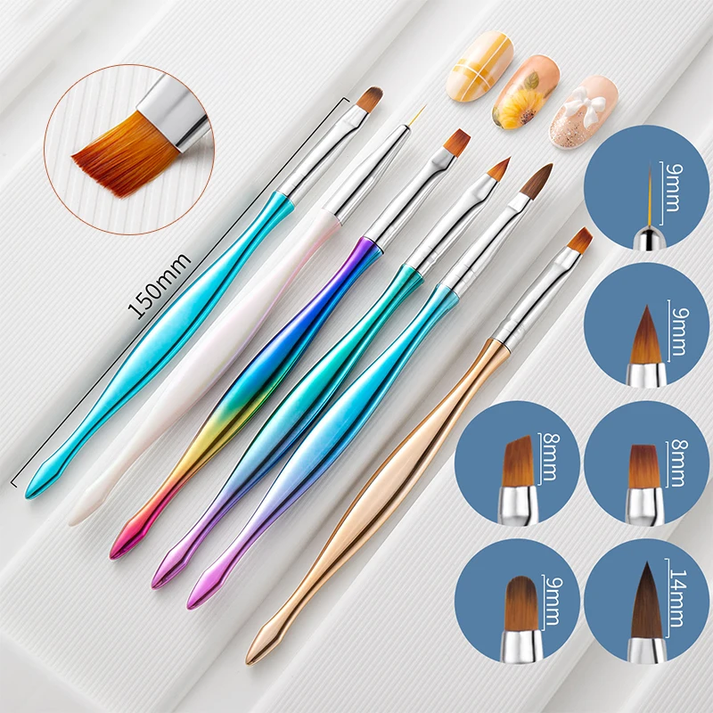 1 Set Acrylic Extension Nail Brush Nail Art Line Painting Pen French Stripe 3D Tips Manicure Slim Line Drawing Pen UV Gel Brush