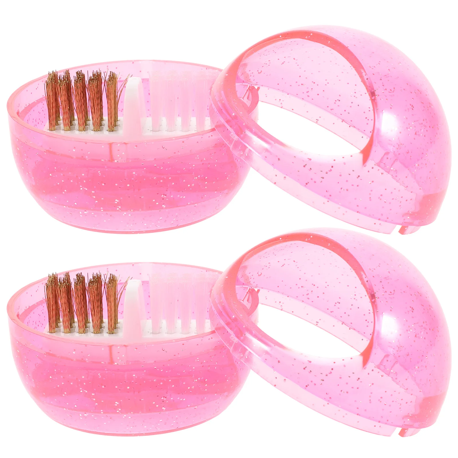 2 pçs prego broca escova de limpeza fio de metal duro cabeça de polimento destacável caso à prova de poeira para manicure salão de beleza diy arte do prego