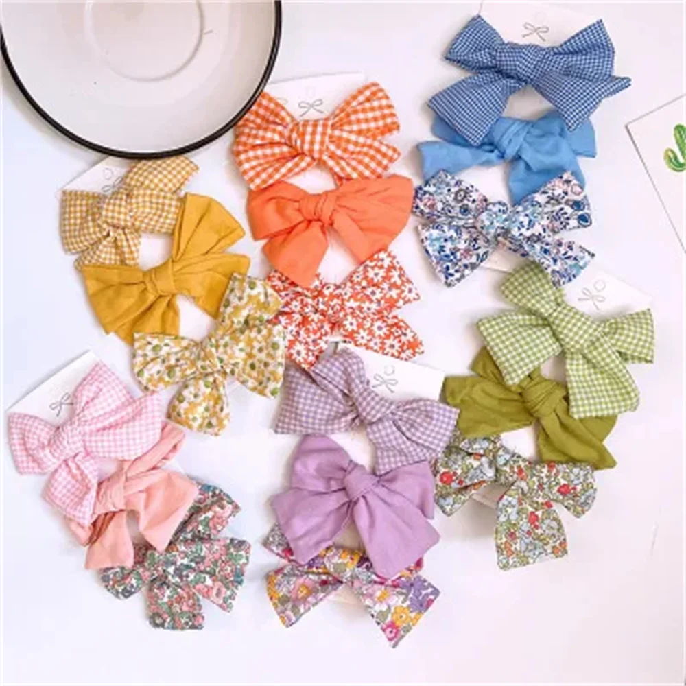 3pcs Baby Girl Hair Clips Bows Children Barrette Kids Spring Summer Vintage Hairpins Toddler Party Hairgrips Duckbill Clip