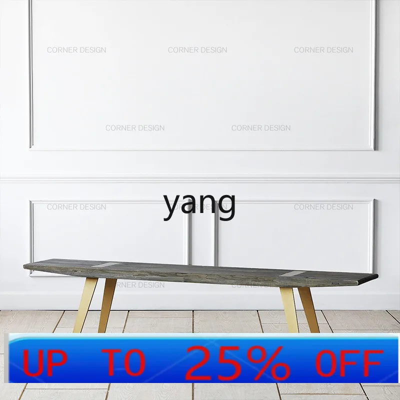 

LH home wabi wind old elm solid wood bench retro industrial style dining table stool