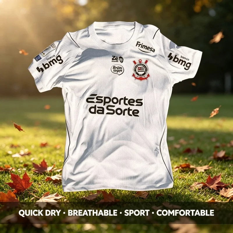 26-27 Neues Sommer-Fußballtrikot von Timão, Brasilien, im Corinthians-Stil, passendes Familien-Outfit für Sport, Streetwear und Freizeitkleidung – Detail 1