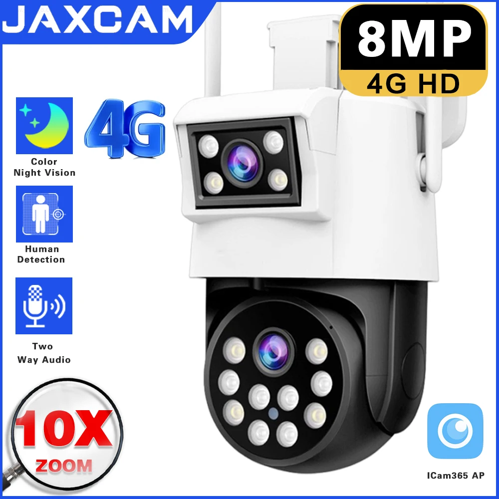 

ICam 365 8MP 10X Zoom PTZ 4G Camera Dual Screen Color Night Vision Outdoor Security IP Camera CCTV Surveillance Camera ﻿ ﻿