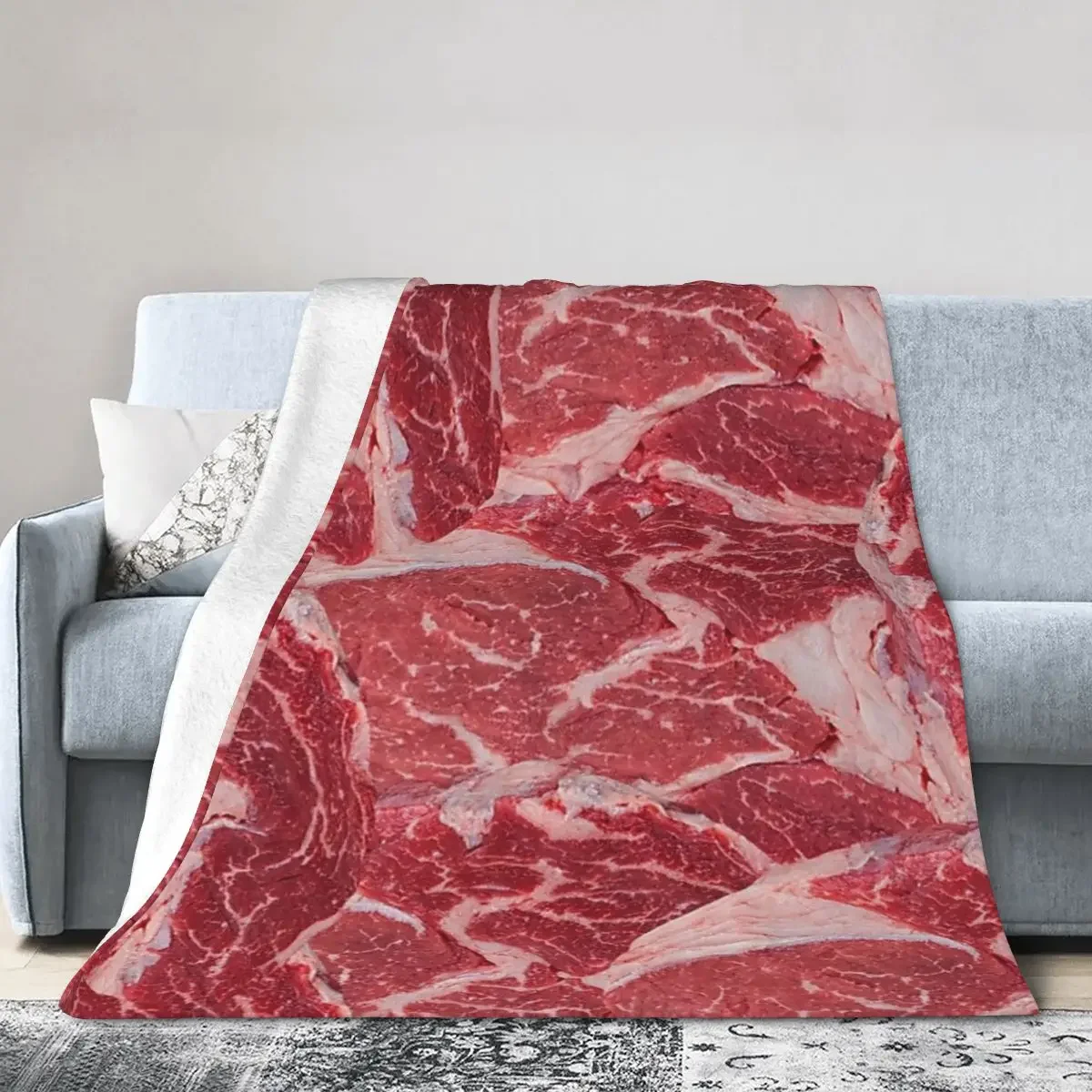 

Flannel Throw Blanket Meat Blankets Soft Bedspread Warm Plush Blanket for Bed Living room Picnic Travel Home Couch