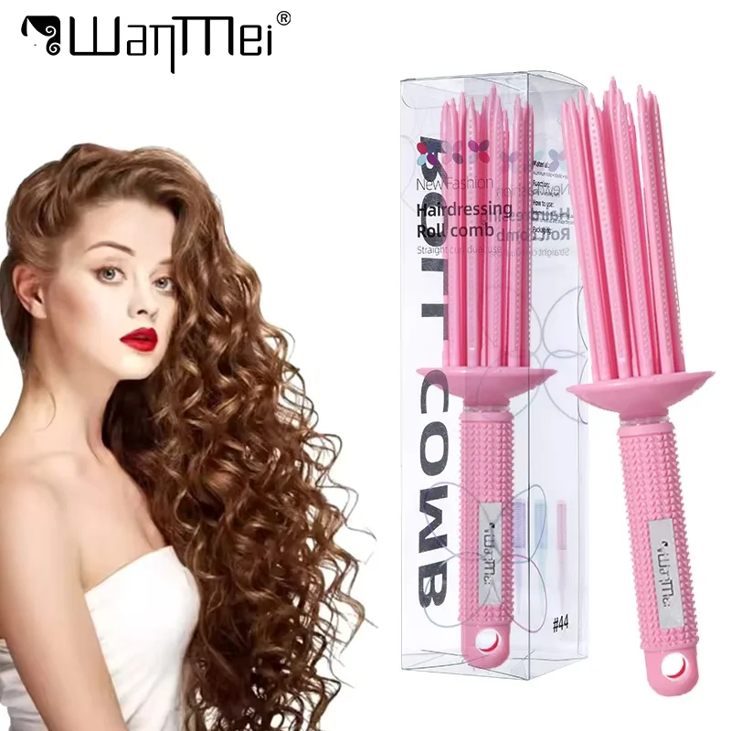 1 unidade Escova Modeladora de Cabelo com Volume e Efeito Fluffy, Cabo Antiderrapante, Rolo Sem Calor, Ferramenta Profissional para Cabelos Cacheados