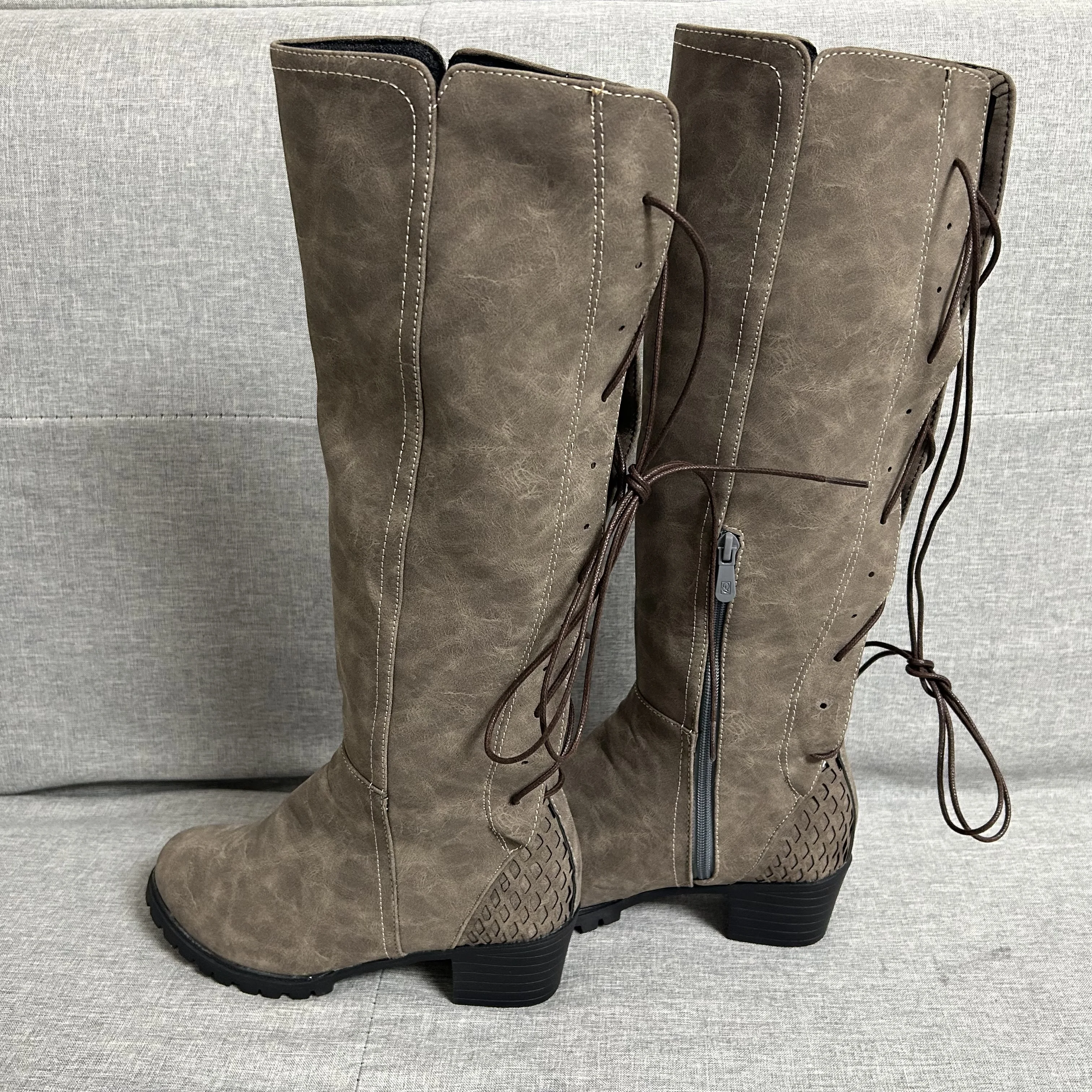 Medieval Vintage Steampunk Knight Prince Cosplay Boots Mid Heel Side Zipper High Heel Halloween Carnival Retro Bandage Shoes