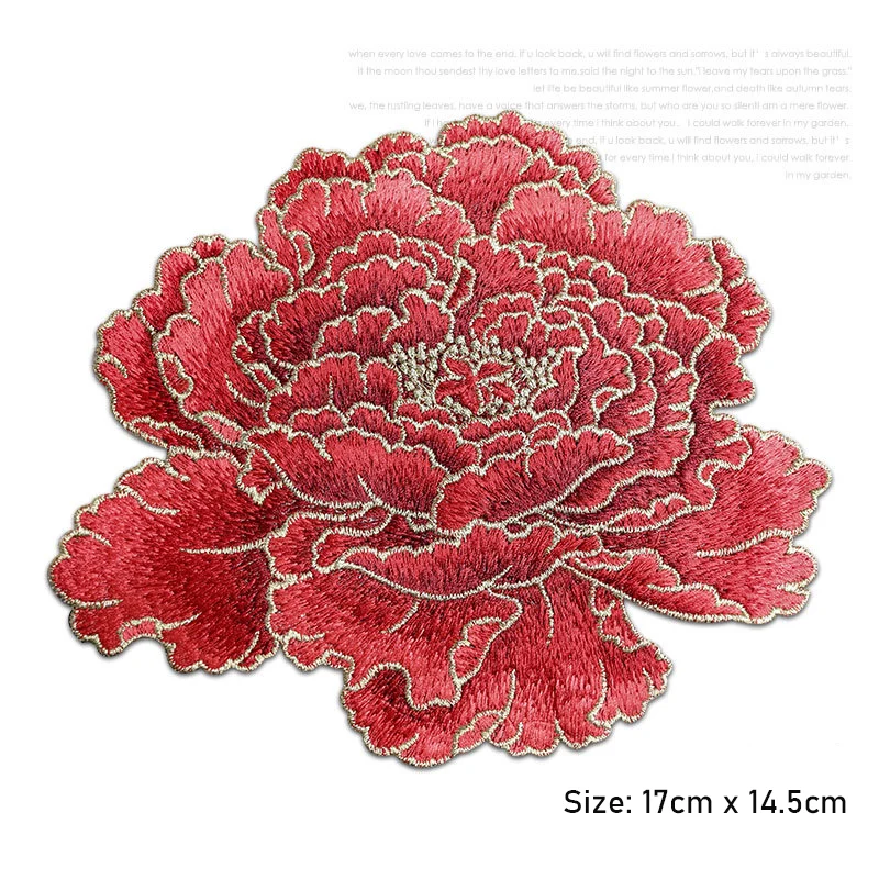 1 pezzo AHYONNIEX di alta qualità peonia abbigliamento Applique ricamata toppe fiore cucire su Patch 9 colori