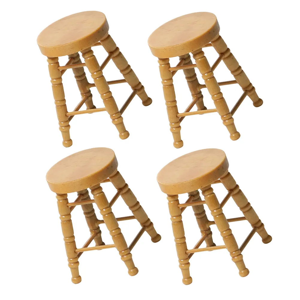 

Small Wooden Stool for Dollhouse Furniture Natural Log Finish Round Seat High Leg Design Stable Base for Miniature Kitchen