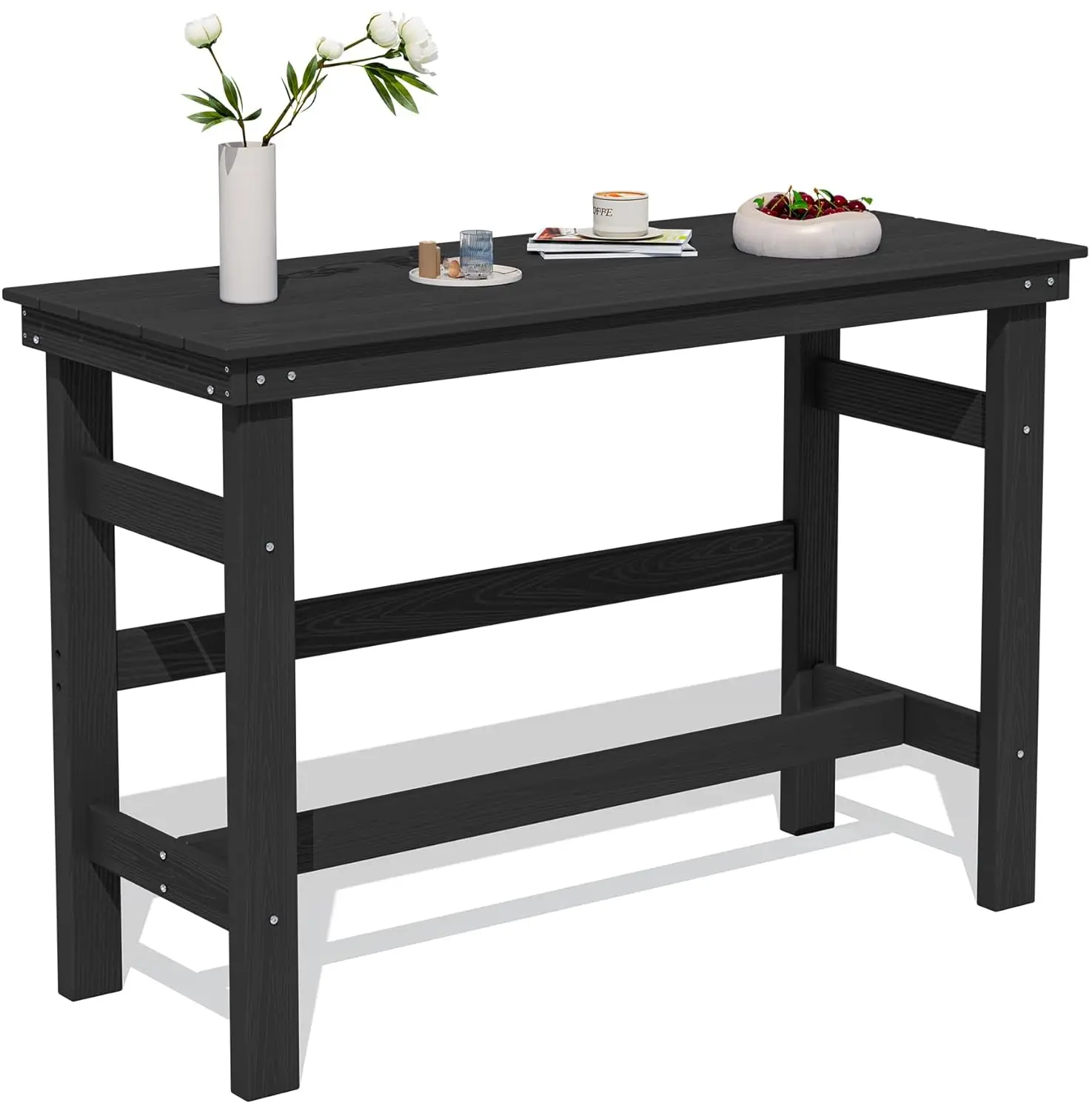 

41" Outdoor Bar Table, All Weather HDPE Patio Bar Counter Height Table, Rectangle Patio Bar Table for Outside, Garden, Backyard,