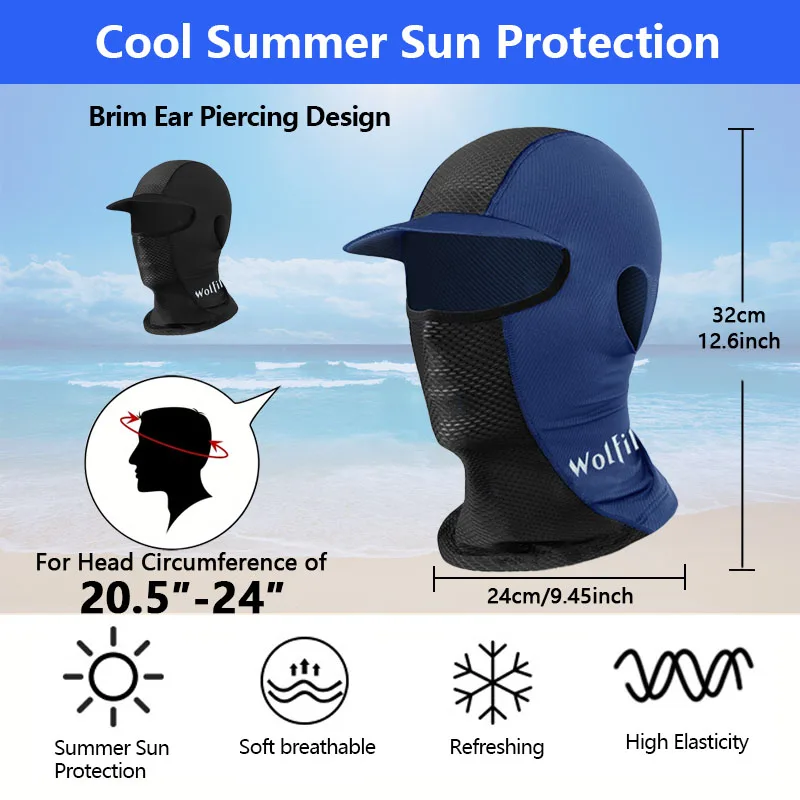 WOLFILIST 1PC Full Face Sun Protection Mask Summer Ice Silk Comfortable Face Balaclava For Hiking, Cycling, Hunting, Fishing