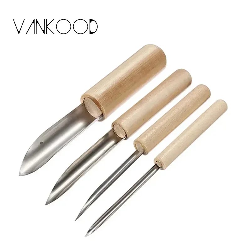 耐久性のある 4 個のステンレス鋼の半円整形陶器粘土モデリング彫刻ツールセット穴パンチ便利なグレート