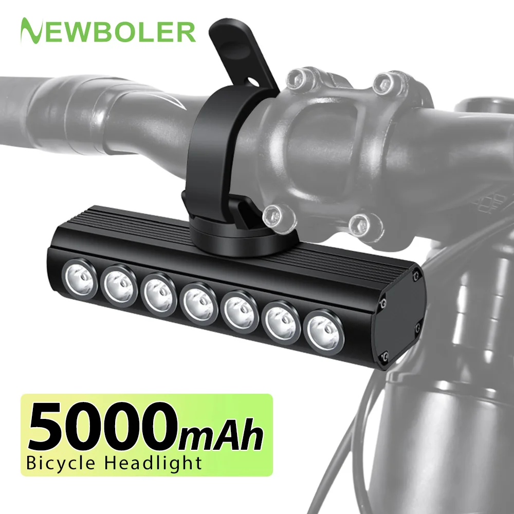NEWBOLER Bicycle Light Front 2000Lumen Bike Light 5000mAh Flashlight USB Charging MTB Road Gravel Bike Cycling Lamp Accessories