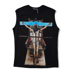 New High 2019 Novelty Men Fashion Tee Shirts Jesus Cross Star Top Hip Hop Skateboard Street Cotton Tee Tank Tops Dog #N127