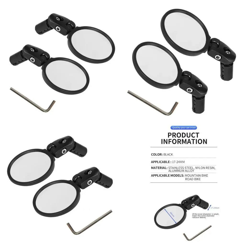 

Y1UC Cycling Rear View Glass Set, 360 Degree Rotatable Handlebar Mounted Bikes Glass